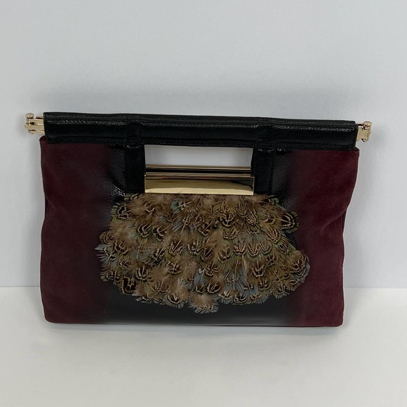 Tre Vero Handbags - Tre Vero Limited Edition Leather and Feather Clutch, NWT